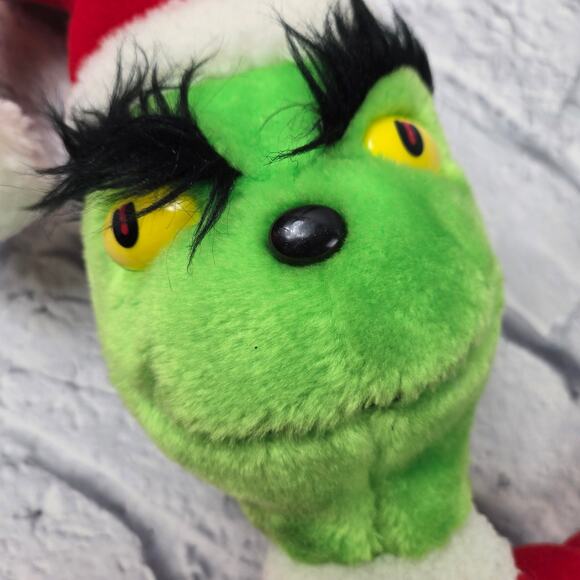 Vintage 1983 Coleco Dr Suess Santa Grinch Plush with Bushy Eyebrows Hard Eyes - Picture 5 of 16